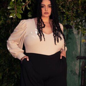 LFEM La Femme En Noir Micheline Pitt Dark Forest Blouse in Papyrus